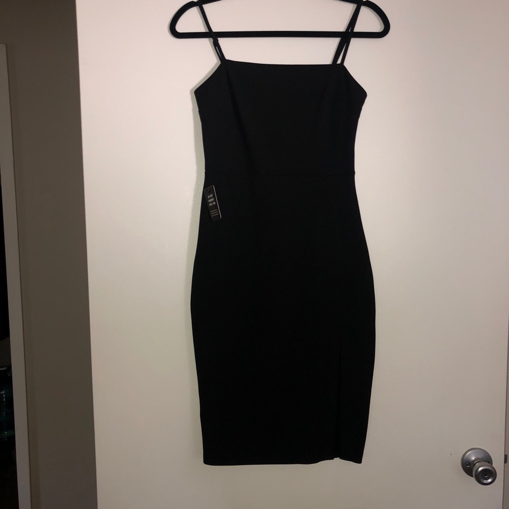 Black midi slit dress